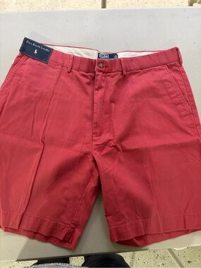 Polo by Ralph Lauren Size 38 Coral-Red Flat Front Men’s Shorts New with Tags